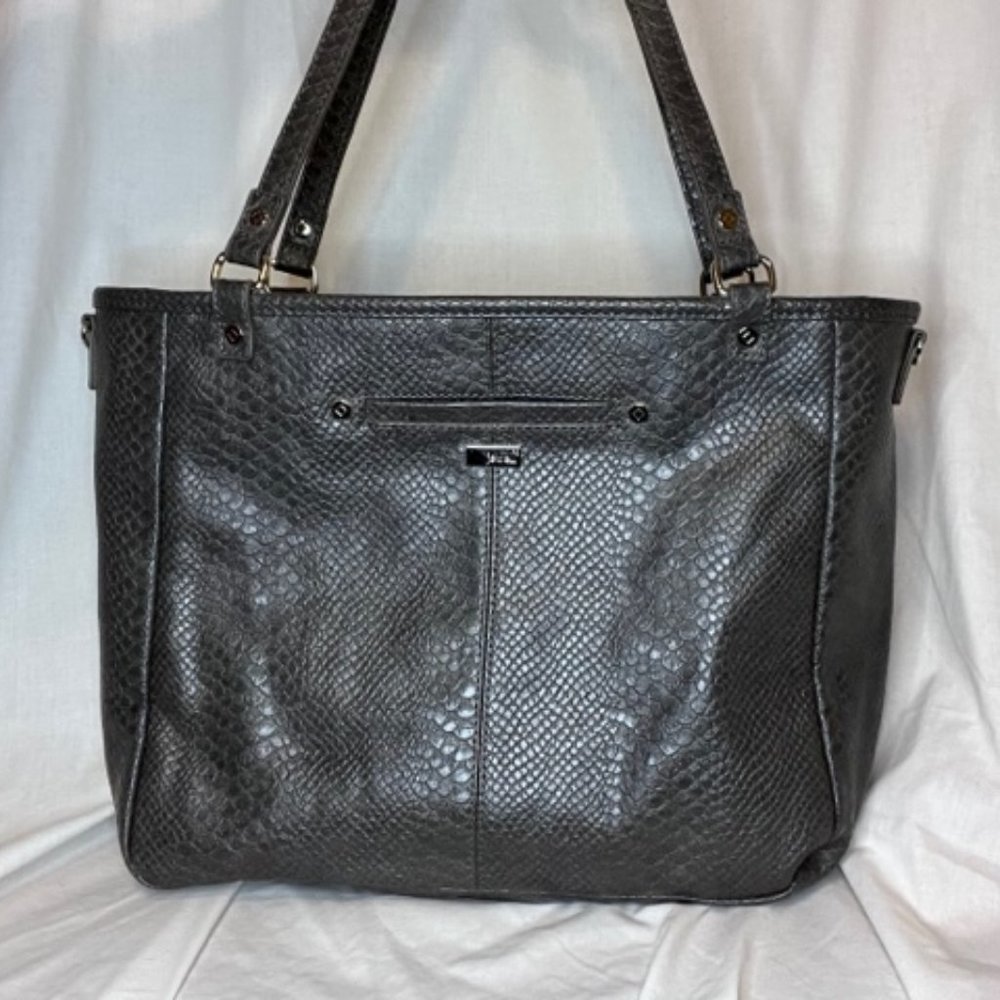 Thirty-One Townsfair Reversible Tote Gray Leather
